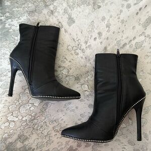 Chase + Chloe Black Ankle Boots with Studded Detail